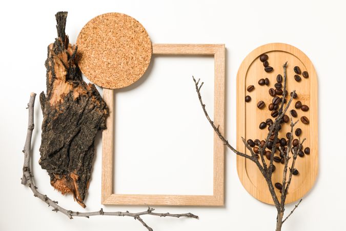 Flat lay of creative moodboard composition, space for text