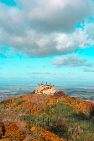Autumn scenery at Hohenzollern Castle in Germany