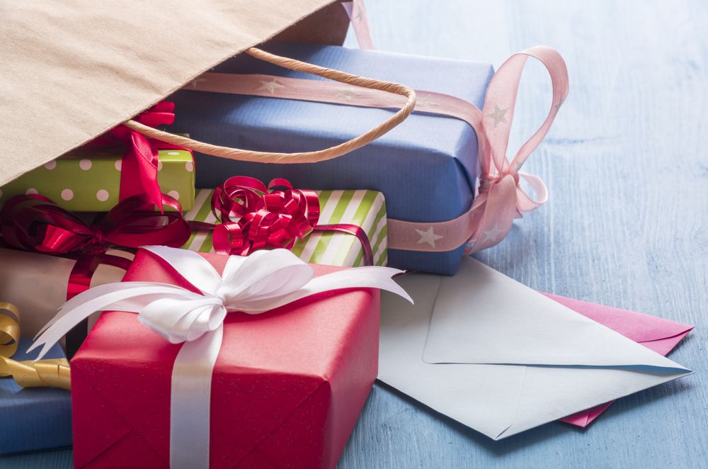 Colorful gifts and envelopes