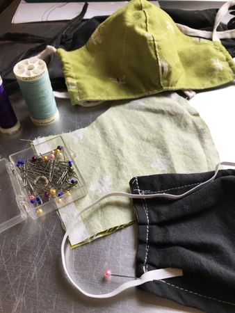 Fabric face masks being made at home
