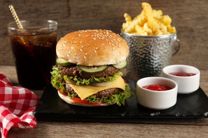 Burger, Fries, and Cola