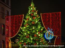 Christmas tree lit up at night in Alsace, France 4Ogw74