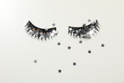 False eyelashes, concept of different makeup accessories