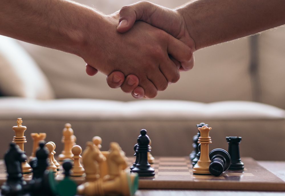 Chess game at home. Chess board with the pieces placed