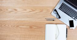 Clean red oak desktop for business or education background