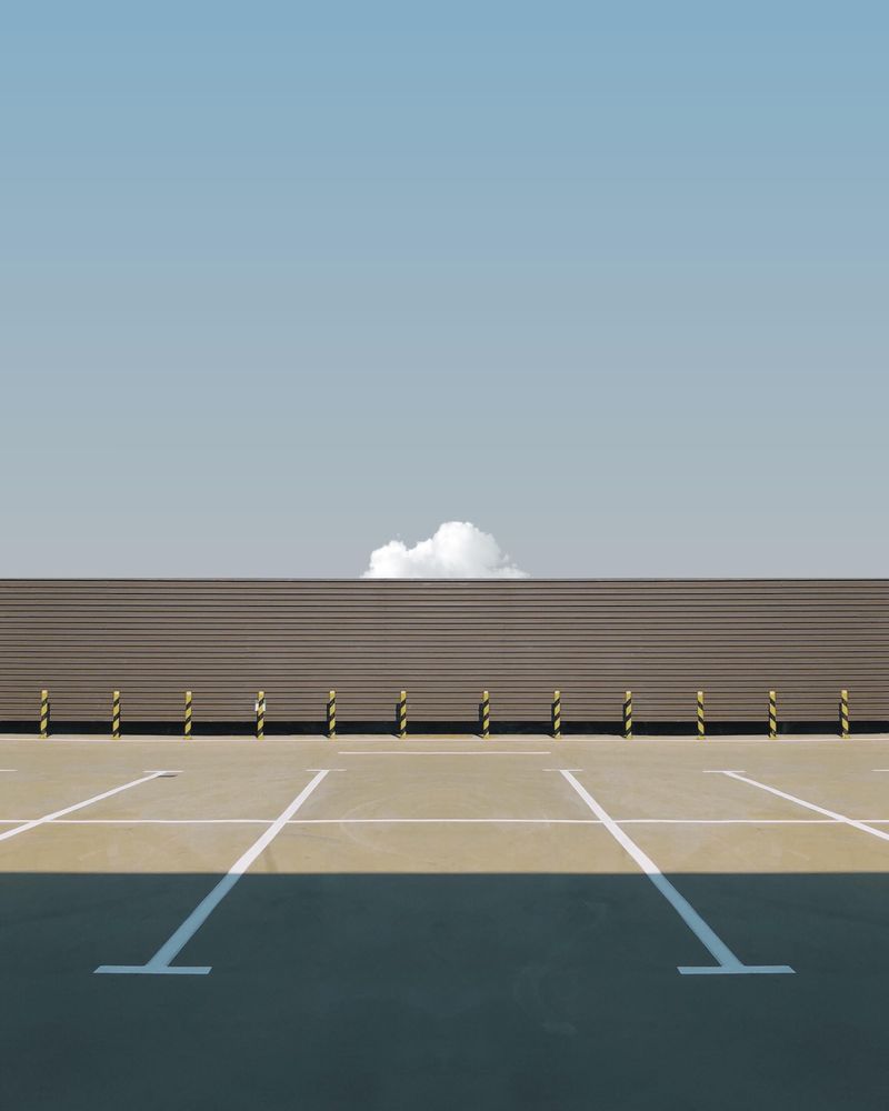 Empty concrete parking space