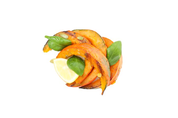 Baked pumpkin isolated on plain background