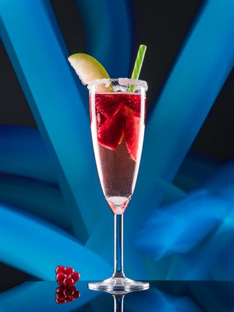 Glass with drink and berries