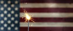 USA Celebration with sparkler and Flag