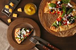 Concept of tasty food, Vegetable galette, top view