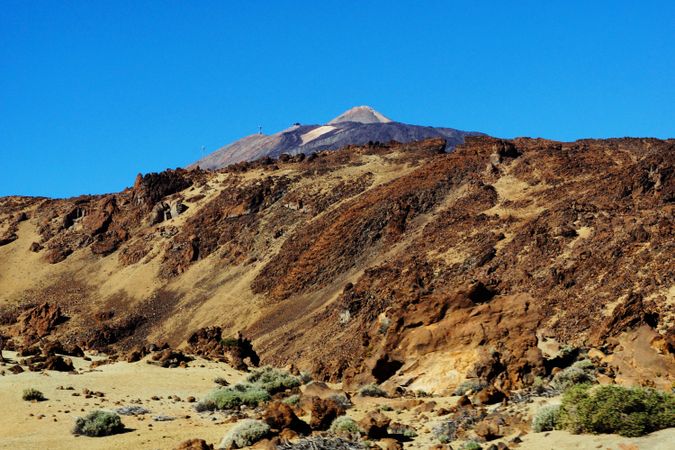 Mountain peak and burnt wild landscape