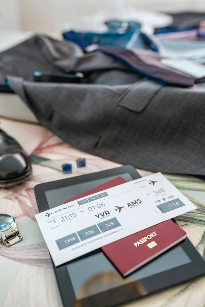 Business trip preparations with boarding pass