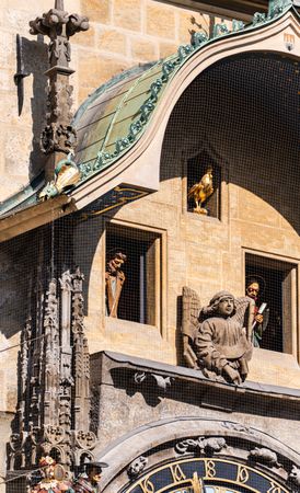 Famous Orloj tower with saints in Old Prague Square