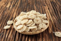 Hard Indonesian uncooked noodles in basket