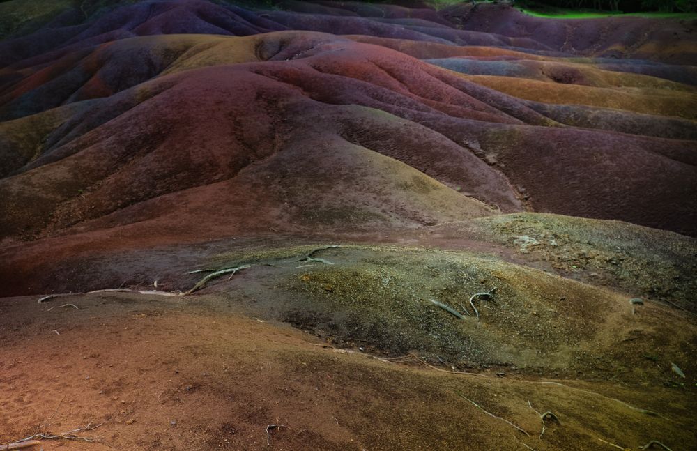 Tourist site in Mauritius with multiple colors on a field