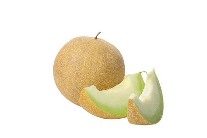 A slice of fresh melon, isolated on plain background