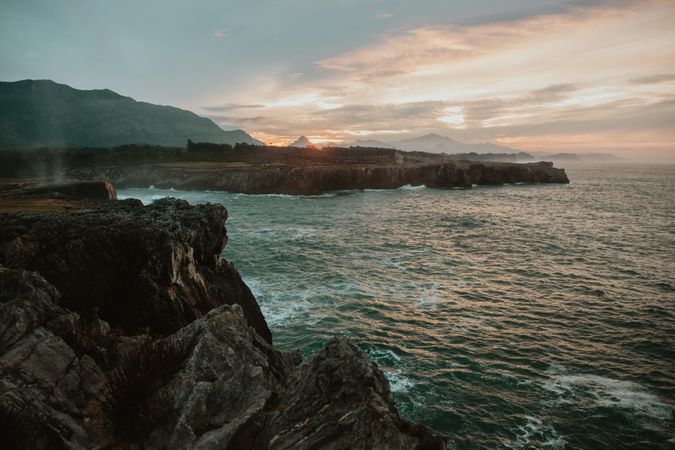 High coast near stormy water
