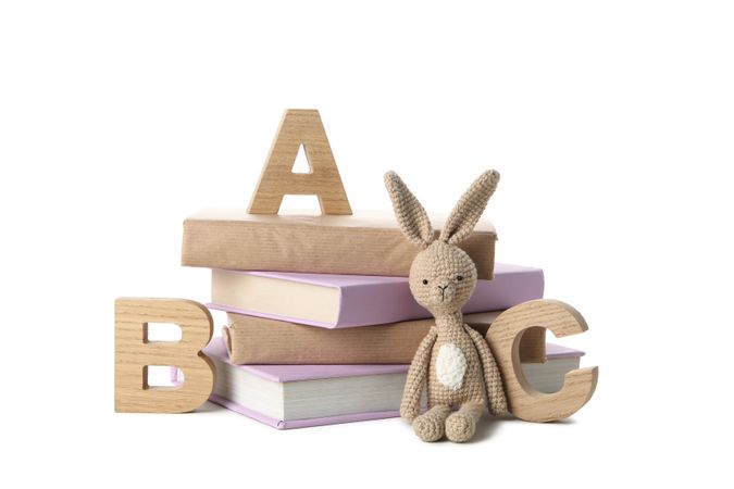 Concept of baby books or books for children, isolated on light background