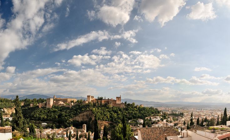 Panorama of Alhambra and Granada landscape from Albaicin