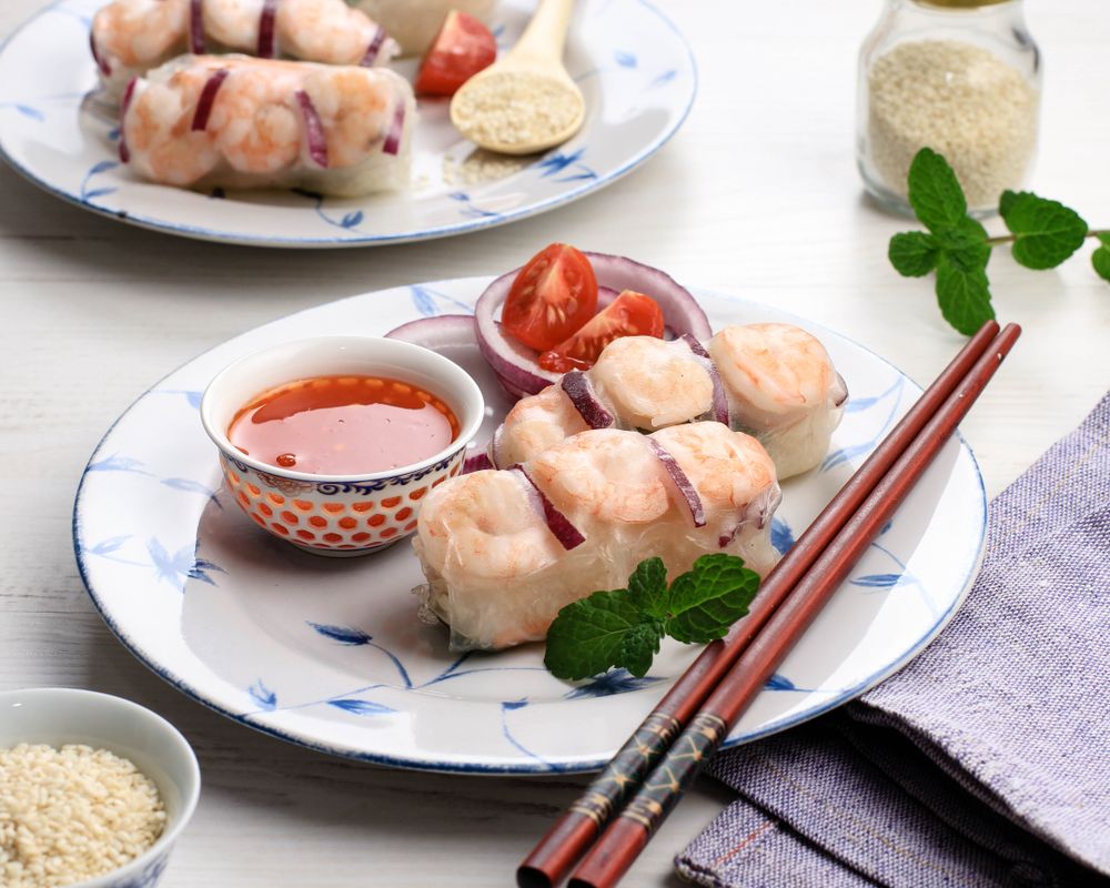 Plate of spring rolls