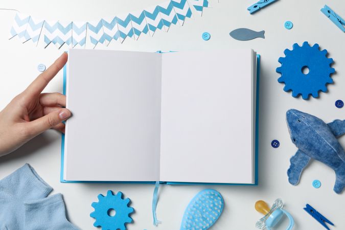 Concept of baby book, space for text