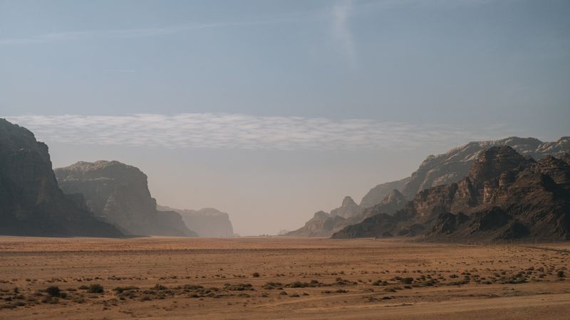 Cloudy sky over hilly desert
