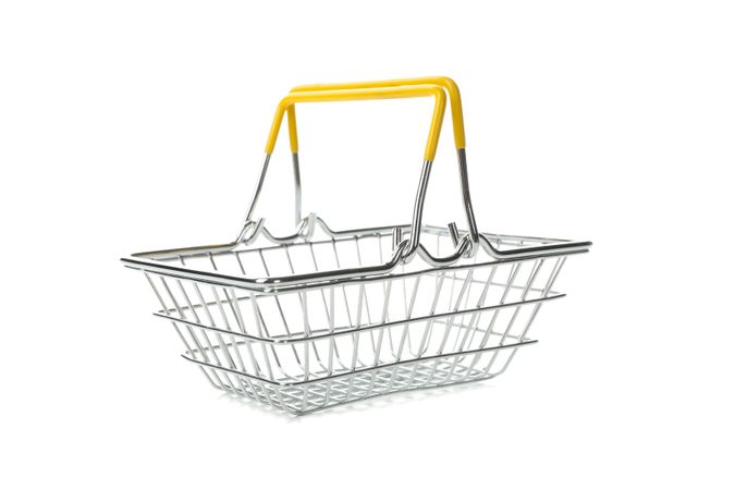 Empty shopping basket isolated on blank background