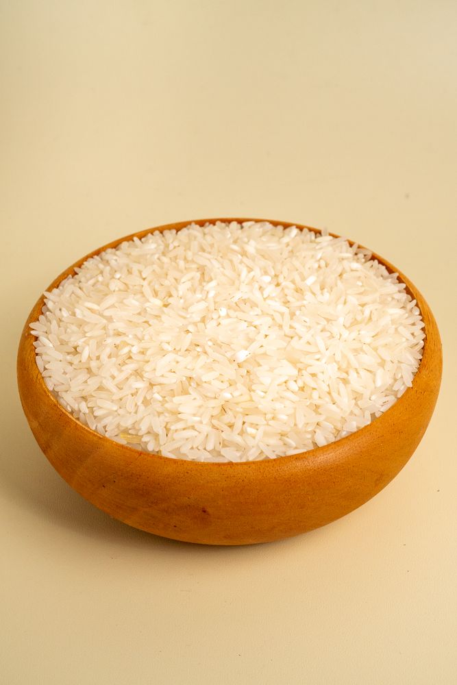 A bowl of rice on a table