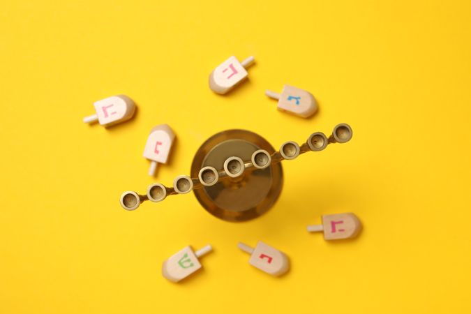Concept of Jewish holiday, Hanukkah, top view