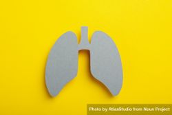 Grey paper lungs on yellow background 4mJmNb