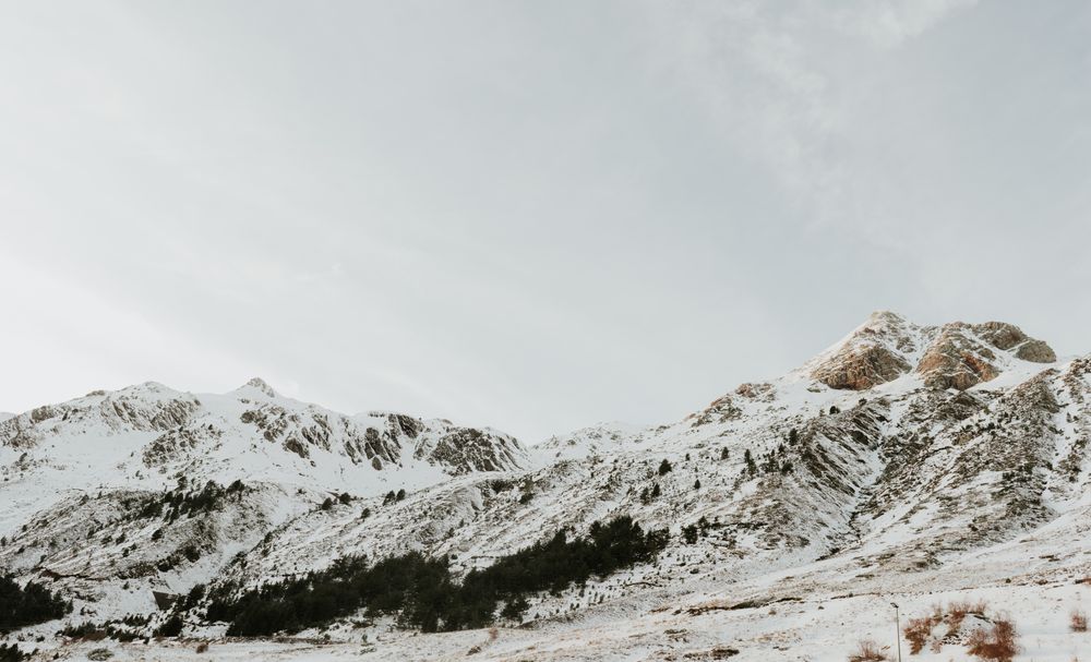 Wonderful view of hills in snow