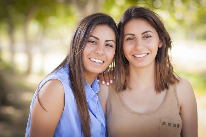 Outdoor Twin Sisters Portrait