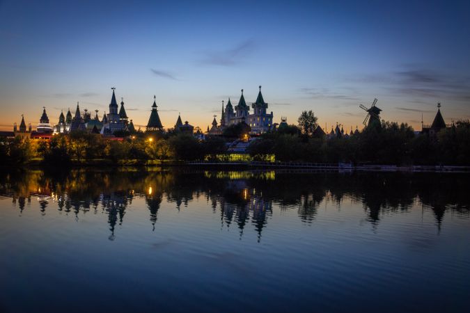 Kremlin reflection on water during night