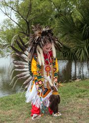 Donovan Anderson, in traditional dress at the Celebrations of Traditions Pow Wow, San Antonio, Texas n56ON4