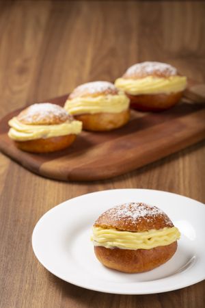 Berlin balls. Bread stuffed with icing cream.