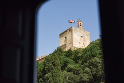 View of the famous Alhambra palace in Granada from Albaicin quarter