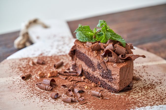 Chocolate cake pastry with toppings