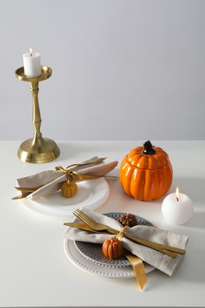 Fall season, autumn time, table setting for fall season