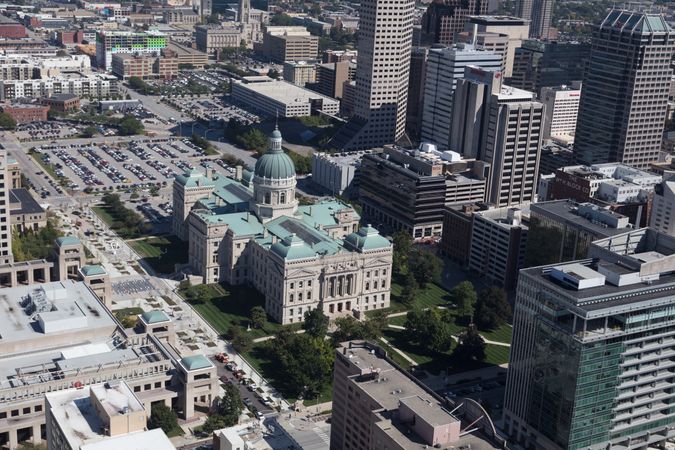 Aerial view of the State Capital, Indianapolis, Indiana