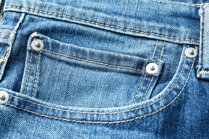 Pockets on jeans close-up