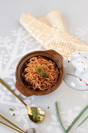 Top View Korean Spicy Ramyeon