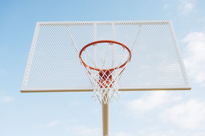 Outdoor basketball court from below