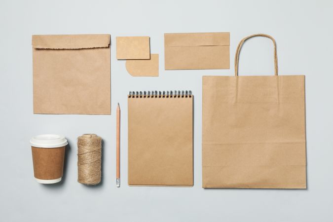 Mockup business brand template on light gray background, space for text