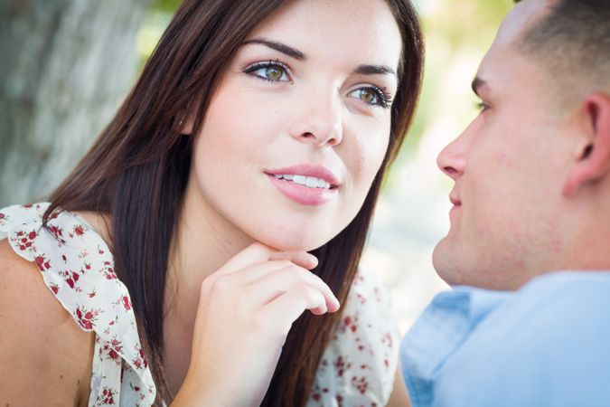Romantic Couple, Portrait in the Park.
