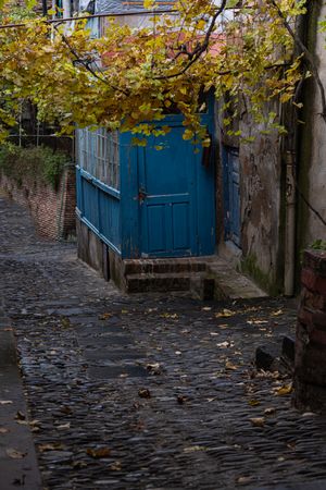 Old Tbilisi architecture in misty autumnal day