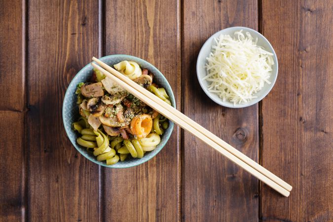 Japanese dish and bamboo chopsticks