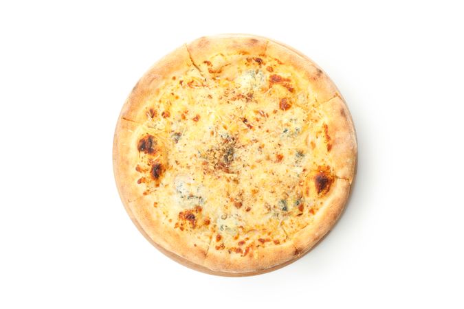 Tasty cheese pizza isolated on neutral background