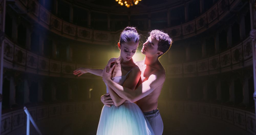 Male and Female Dancers Rehearse their Performance Together Before a show
