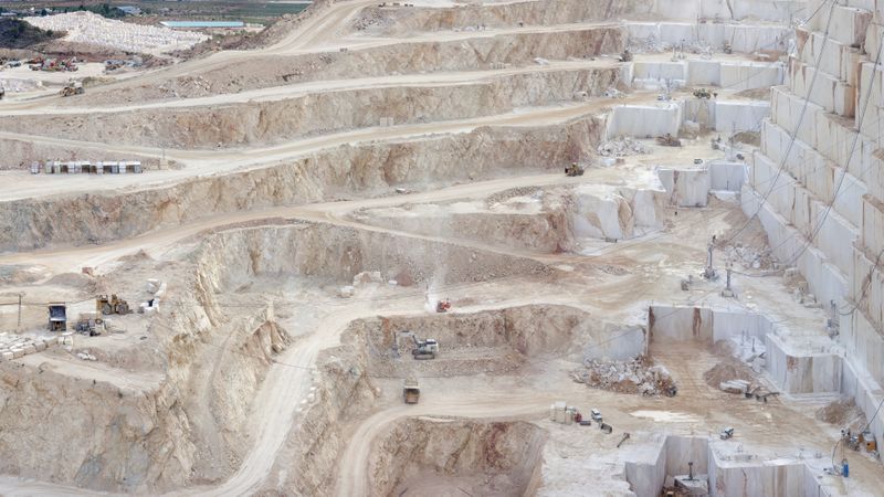 Steps in rough stone quarry