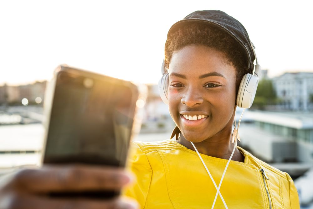 Black woman using mobile phone